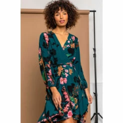 Dusk Blue Floral Print Wrap Midi Dress 4 Dusk Blue Floral Print Wrap Midi Dress -Dusk Shop unnamed file 345