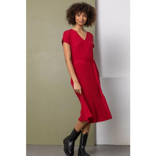 unnamed-file-360.jpg Dusk Red Belted Wrap Pleated Knit Dress -Dusk Shop unnamed file 360