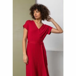 Dusk Red Belted Wrap Pleated Knit Dress 4 Dusk Red Belted Wrap Pleated Knit Dress -Dusk Shop unnamed file 362