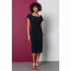 Dusk Blue Puff Sleeve Sparkle Midi Dress 4 Dusk Blue Puff Sleeve Sparkle Midi Dress -Dusk Shop unnamed file 372