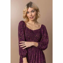 Dusk Purple Shirred Animal Print Midi Dress -Dusk Shop unnamed file 384