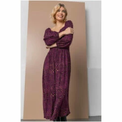 Dusk Purple Shirred Animal Print Midi Dress -Dusk Shop unnamed file 386