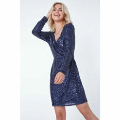 Dusk Navy Blue Sequin Mini Wrap Dress 3 Dusk Navy Blue Sequin Mini Wrap Dress -Dusk Shop unnamed file 394