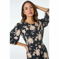 Dusk Black & Cream Floral Print Jersey Stretch Dress 6 Dusk Black & Cream Floral Print Jersey Stretch Dress -Dusk Shop unnamed file 415