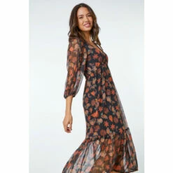 Dusk Orange & Black Paisley Print Stretch Midi Dress 3 Dusk Orange & Black Paisley Print Stretch Midi Dress -Dusk Shop unnamed file 424
