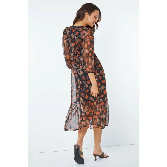 unnamed-file-425.jpg Dusk Orange & Black Paisley Print Stretch Midi Dress -Dusk Shop unnamed file 425