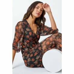 Dusk Orange & Black Paisley Print Stretch Midi Dress 5 Dusk Orange & Black Paisley Print Stretch Midi Dress -Dusk Shop unnamed file 426