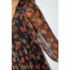 Dusk Orange & Black Paisley Print Stretch Midi Dress 6 Dusk Orange & Black Paisley Print Stretch Midi Dress -Dusk Shop unnamed file 427