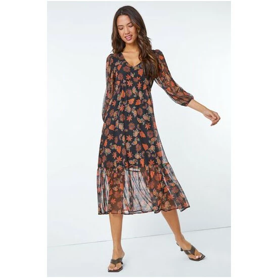 unnamed-file-428.jpg Dusk Orange & Black Paisley Print Stretch Midi Dress -Dusk Shop unnamed file 428