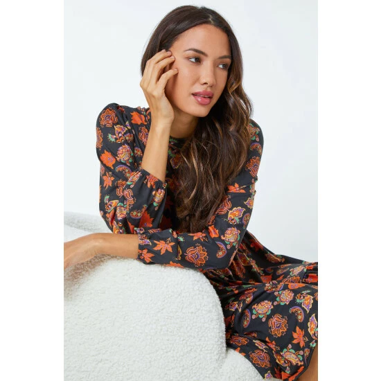 unnamed-file-430.jpg Dusk Orange Multi High Neck Paisley Print Swing Dress -Dusk Shop unnamed file 430