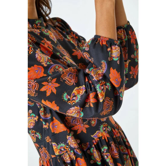 unnamed-file-433.jpg Dusk Orange Multi High Neck Paisley Print Swing Dress -Dusk Shop unnamed file 433