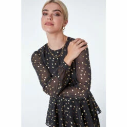 Dusk Black Tiered Metallic Spot Print Maxi Dress -Dusk Shop unnamed file 445