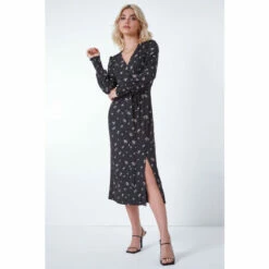 Dusk Black Floral Print Glitter Midi Wrap Dress 5 Dusk Black Floral Print Glitter Midi Wrap Dress -Dusk Shop unnamed file 462