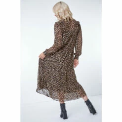 Dusk Brown Tiered Animal Print Ruffle Dress -Dusk Shop unnamed file 473