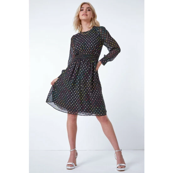 unnamed-file-479.jpg Dusk Black Metallic Foil Spot Dress -Dusk Shop unnamed file 479