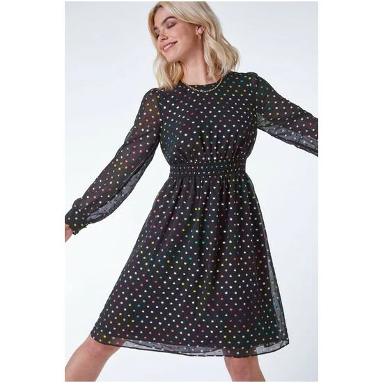 unnamed-file-482.jpg Dusk Black Metallic Foil Spot Dress -Dusk Shop unnamed file 482