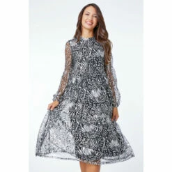 Dusk Grey Metallic Animal Print Tiered Midi Dress 3 Dusk Grey Metallic Animal Print Tiered Midi Dress -Dusk Shop unnamed file 484