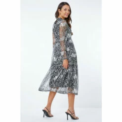 Dusk Grey Metallic Animal Print Tiered Midi Dress 4 Dusk Grey Metallic Animal Print Tiered Midi Dress -Dusk Shop unnamed file 485
