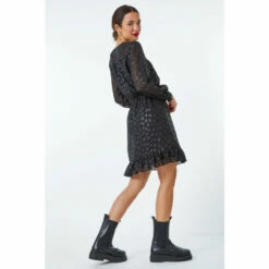 Dusk Black Heart Print Burnout Frill Dress -Dusk Shop unnamed file 491