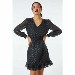 Dusk Black Heart Print Burnout Frill Dress -Dusk Shop unnamed file 492