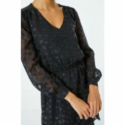 Dusk Black Heart Print Burnout Frill Dress -Dusk Shop unnamed file 493