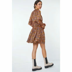 Dusk Orange Floral Print Frill Mini Dress -Dusk Shop unnamed file 513