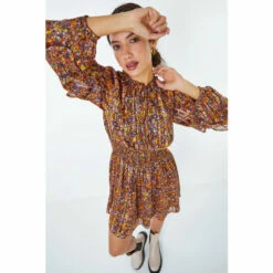 Dusk Orange Floral Print Frill Mini Dress -Dusk Shop unnamed file 515