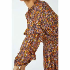 Dusk Orange Floral Print Frill Mini Dress -Dusk Shop unnamed file 516