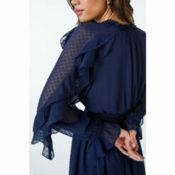 Dusk Blue Chiffon Spot Print Frill Dress -Dusk Shop unnamed file 521