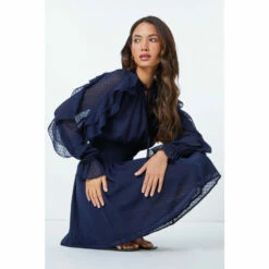 Dusk Blue Chiffon Spot Print Frill Dress -Dusk Shop unnamed file 522