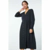 Dusk Black Button Through Midi Dress