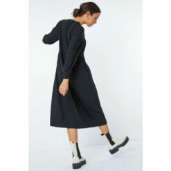 Dusk Black Button Through Midi Dress -Dusk Shop unnamed file 532