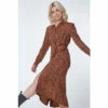 Dusk Brown Animal Print Midi Long Sleeve Shirt Dress -Dusk Shop unnamed file 550