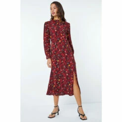 Dusk Red Multi Animal Print Midi Dress