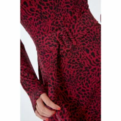 Dusk Red Animal Print Belted Fit & Flare Dress -Dusk Shop unnamed file 572