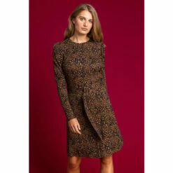 Dusk Brown Animal Print Belted Fit & Flare Dress 4 Dusk Brown Animal Print Belted Fit & Flare Dress -Dusk Shop unnamed file 589