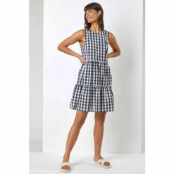 Dusk Black Check Tiered Mini Dress -Dusk Shop unnamed file 601