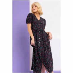 Dusk Black & White Multi Ditsy Spot Print Button Down Dress -Dusk Shop unnamed file 621