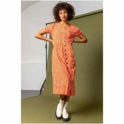 Dusk Black & White Multi Ditsy Spot Print Button Down Dress -Dusk Shop unnamed file 622