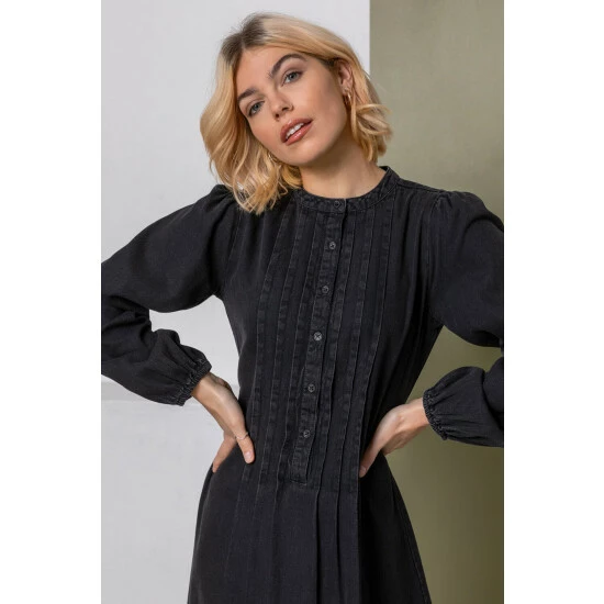 unnamed-file-631.jpg Dusk Black Pintuck Detail Denim Shirt Dress -Dusk Shop unnamed file 631