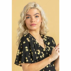 Dusk Black Floral Button Through Dress -Dusk Shop unnamed file 64