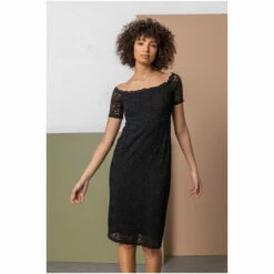 Dusk Black Lace Fitted Bardot Dress -Dusk Shop unnamed file 643