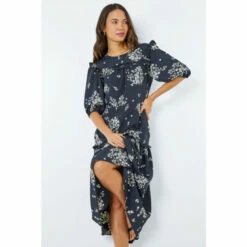 Dusk Black Floral Frill Detail Tiered Maxi Dress -Dusk Shop unnamed file 656