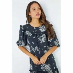 Dusk Black Floral Frill Detail Tiered Maxi Dress -Dusk Shop unnamed file 657