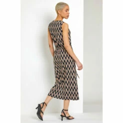 Dusk Black Abstract Print Drawcord Midi Dress -Dusk Shop unnamed file 662