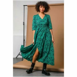 Dusk Black Floral Print Shirred Waist Maxi Dress -Dusk Shop unnamed file 670