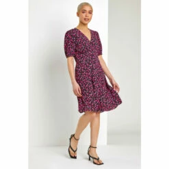 Dusk Black Ditsy Floral Frill Hem Tea Dress -Dusk Shop unnamed file 7