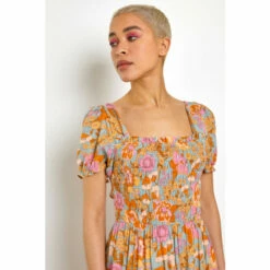 Dusk Orange Retro Floral Print Tiered Maxi Dress 5 Dusk Orange Retro Floral Print Tiered Maxi Dress -Dusk Shop unnamed file 70