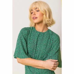 Dusk Green Ditsy Spot Print Peplum Top -Dusk Shop unnamed file 725