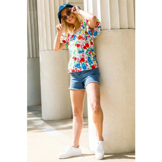 unnamed-file-730.jpg Dusk White Multi Floral Puff Sleeve Cotton Top -Dusk Shop unnamed file 730